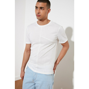Trendyol White Men's Short Sleeve Slim Fit Textured T-Shirt