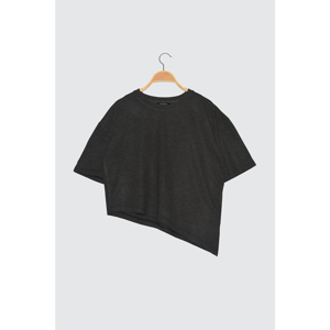 Trendyol Anthracite Asymmetric Knitted T-Shirt
