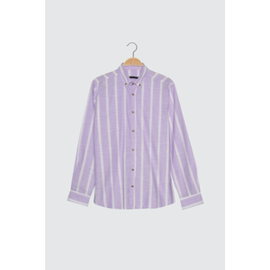 Trendyol Lila Men's Slim Fit ButtonEd Collar Striped Long Sleeve Shirt