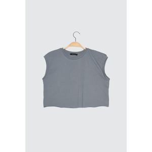 Trendyol Gray Sleeveless Crop Knitted T-Shirt