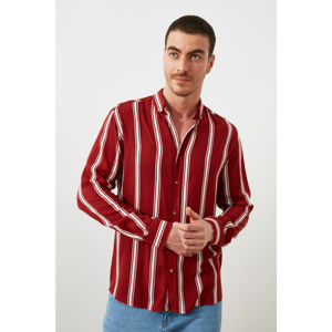 Trendyol Burgundy Men's Long Sleeve Shirt