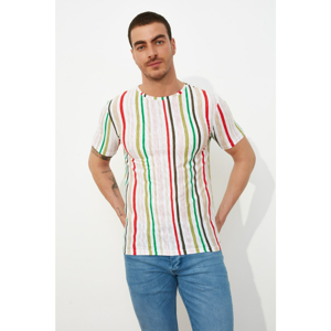 Trendyol Multicolored Men's Slim Fit Bike Collar Printed Short Sleeve T-Shirt