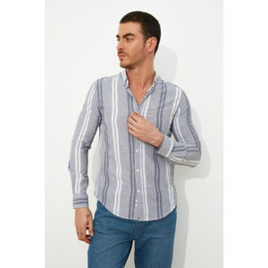 Trendyol Indigo Men's Striped Long Sleeve Slim Fit ButtonEd Shirt Collar Shirt