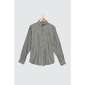 Trendyol Black Men's Relax Fit Single Pocket Striped Shirt