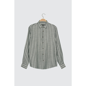 Trendyol Green Men's Relax Fit Single Pocket Striped Shirt