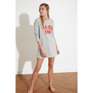 Trendyol Knitted Dress with Gray Slogan