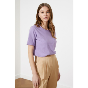Trendyol Basic Knitted T-Shirt WITH Lila Pocket Flaming
