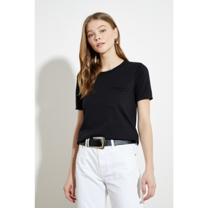 Trendyol Basic Knitted T-Shirt WITH Black Pocket Flaming