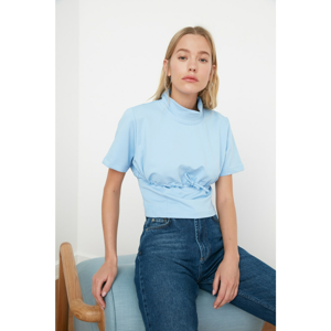 Trendyol Blue Pucker Detailed Knitted Blouse