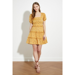 Trendyol Square Collar Dress WITH Multicolored Ruff features