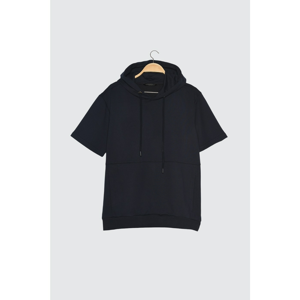 Trendyol Navy Blue Men's Regular Fit Short Sleeve Hooded Sweatshirt