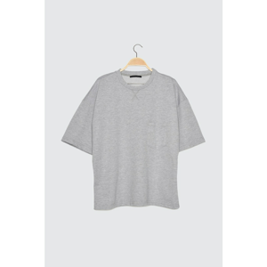 Trendyol Gray Male Oversize Short Sleeve Sweatshirt