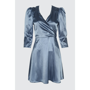 Trendyol Blue Collar Ruffle Satin Dress