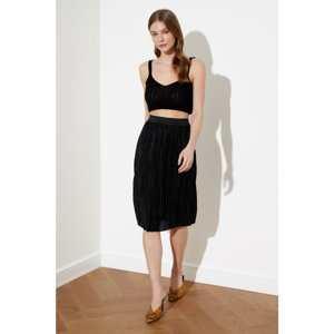 Trendyol Black Pleated Knitted Skirt