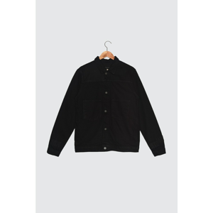 Trendyol Men's Black Oversize Jacket with Patches, Exterior Pockets