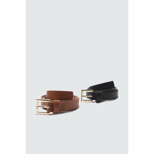 Trendyol Black-Taba Leather Looking Buckle Belt