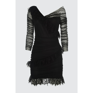 Trendyol Tulle Dress with Black Lace Detail