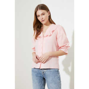 Trendyol Pink Collar Detail Shirt