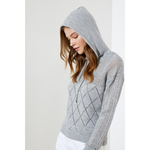 Trendyol Grey Hooded Knitwear Sweater