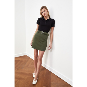 Trendyol Haki Belt Detailed Knitted Skirt