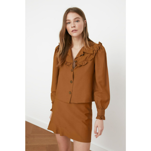 Trendyol Camel Ruffed Shirt