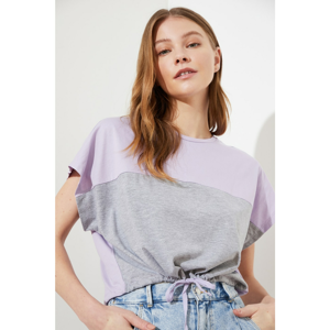 Trendyol Lila Color Block Knitted T-Shirt