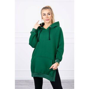 Two-color hooded dress green