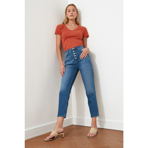 Trendyol Blue Front ButtonEd High Waist Mom Jeans