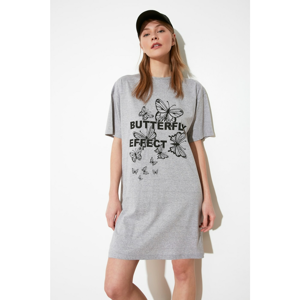 Trendyol Grey Print knitted T-shirt Dress