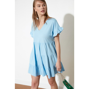 Trendyol Blue V-Neck Knitted Dress