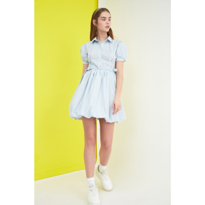 Trendyol Blue Shirt Collar Balloon Skirt Dress