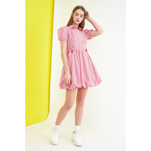 Trendyol Pink Shirt Collar Balloon Skirt Dress