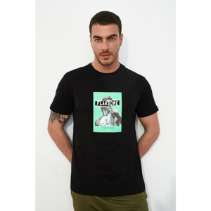 Trendyol Black Men's Short Sleeve Regular Fit Printed T-Shirt