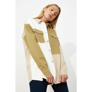 White-Beige Women's Loose Shirt Trendyol - Women