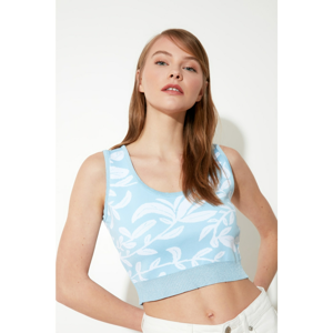 Trendyol Crop Knitwear Blouse WITH Light Blue Jacquins