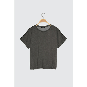 Trendyol Anthracite Semi-fitted File Detailed Sports T-Shirt