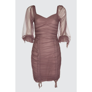 Trendyol Rose Dry Drapeli Chiffon Dress