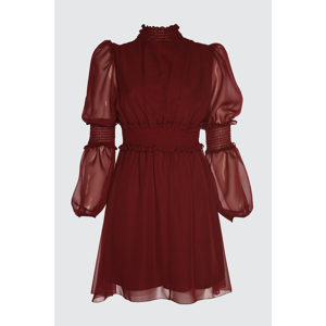 Trendyol Bordeaux Gipe Detailed Chiffon Dress