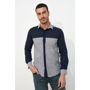 Trendyol Navy Blue Men's Slim Fit Striped Shirt