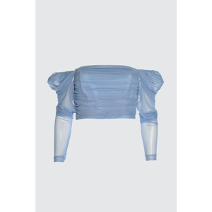 Trendyol Blue Draped Tulle Blouse