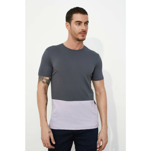 Trendyol Anthracite Men's Regular Fit Panel Short Sleeve T-Shirt