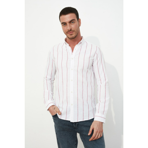 Trendyol Red Men's Striped Button-Down Collar Slim Fit Shirt