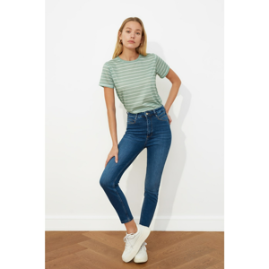 Trendyol Navy Blue Pocket Detailed High Waist Skinny Jeans