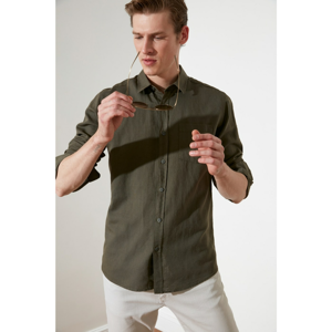Trendyol Haki Men's Regular Fit 100% Linen Shirt