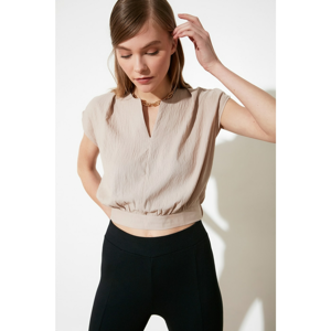 Trendyol Stone Upright Collar Blouse