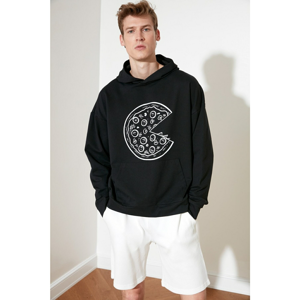 Trendyol Black Printed Knitted Sweatshirt