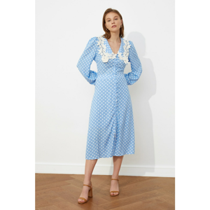 Trendyol Blue Pointy Collar Detailed Dress