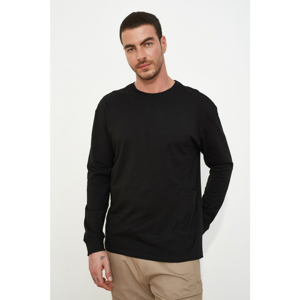 Trendyol Black Men's Long Sleeve Oversize Pocket Detailed T-Shirt