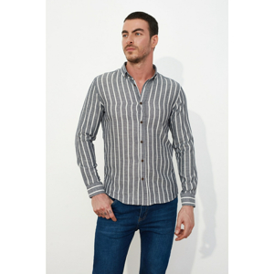 Trendyol Blue Men's Slim Fit Long Sleeve Striped Shirt