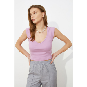 Trendyol Lila Crop Knitted Blouse